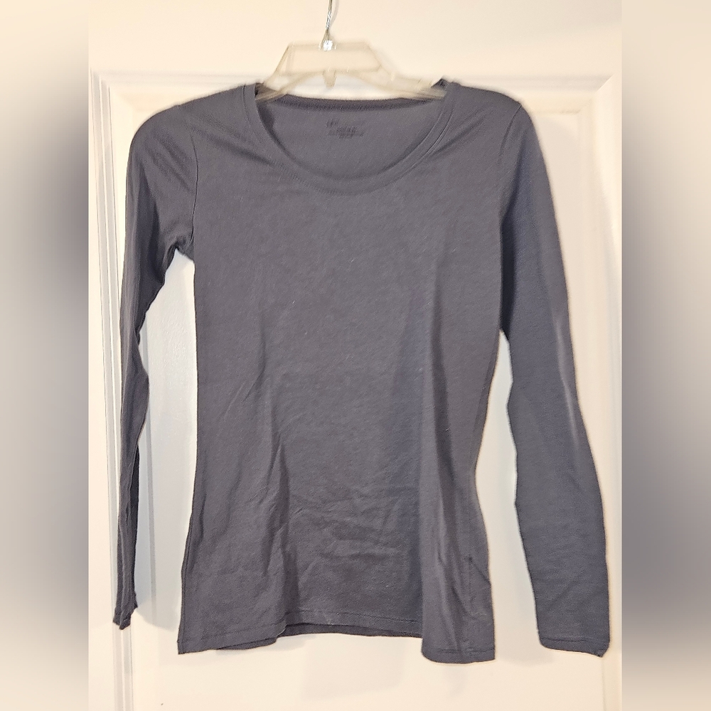No Boundaries Womens Long Sleeve Shirt, Grey Blue Color, Size S